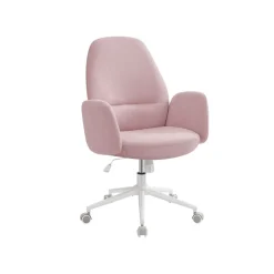 Arbeitshocker|Chefsessel<SONGMICS Drehstuhl höhenverstellbar mit Armlehnen pastellrosa