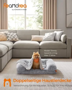 Hygieneunterlagen<SONGMICS Hundedecke 73 x 63 cm beidseitig verwendbar aus Sherpa-Stoff