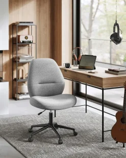 Arbeitshocker|Chefsessel<SONGMICS Schreibtischstuhl mit Sitzfläche und Fußkreuz taubengrau