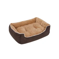 Hundebetten<SONGMICS Weiches Hundesofa 90 cm Braun-Beige