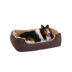 Hundebetten<SONGMICS Weiches Hundesofa 90 cm Braun-Beige